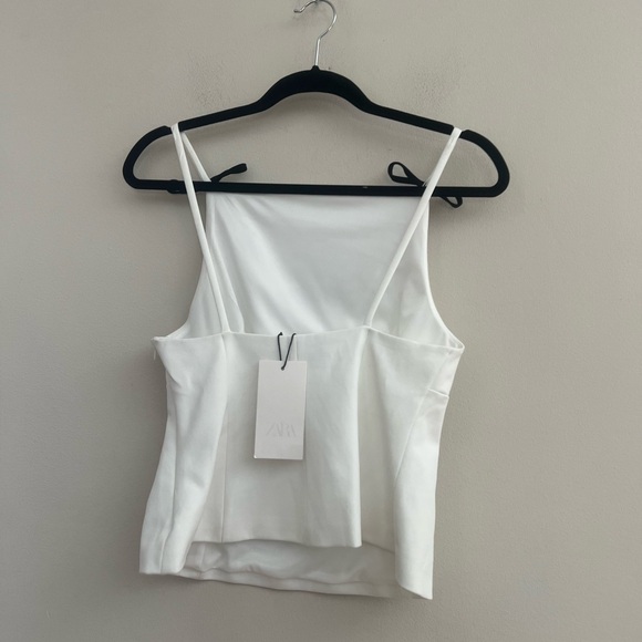 Zara White Camisole with Black Bow Accents - Picture 8 of 12